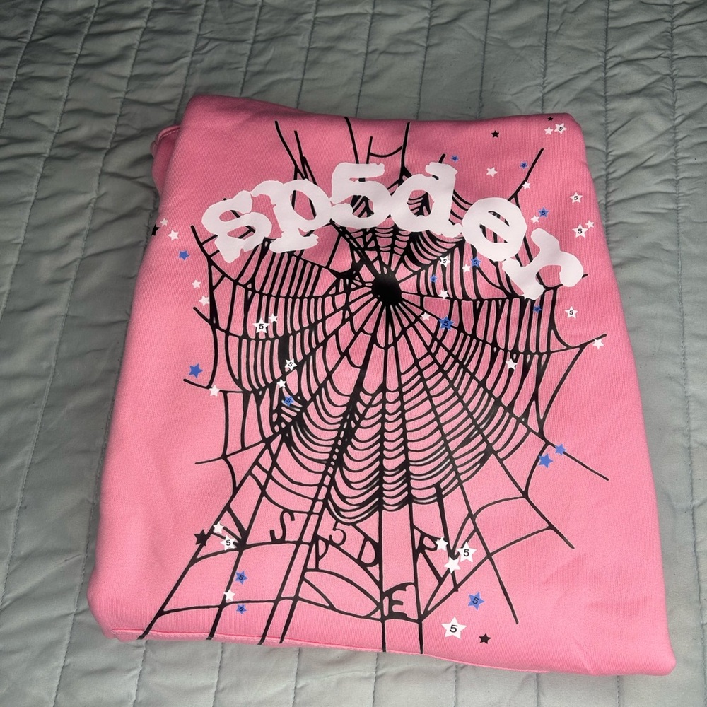 Pink Spider Web Graphic Sweatshirt